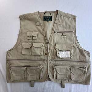 Multi-Pocket Fly Fishing Utility Vest, Khaki Tan, Size XL, EUC